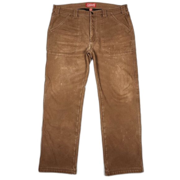 Coleman Fleece Lined Outdoor Carpenter Brown Pants Men's Size 36 x 32 - Picture 1 of 11